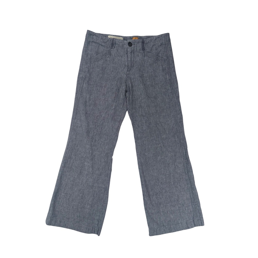 Pilcro and the Letterpress Anthropologie Grey Linen Blend Wide Leg Pants No 06